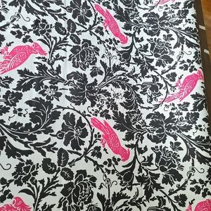 Premier Prints Barber White Black Candy Pink Bird Drapery Fabric 5yds X 54